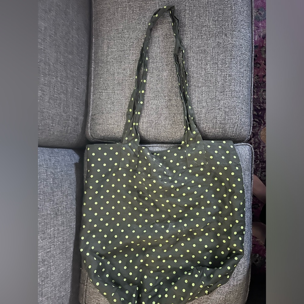 Flax Linen Bag - Green Polka Dot